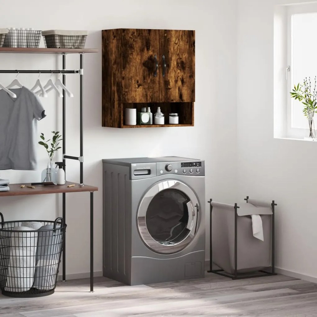 Ντουλάπι Τοίχου Καπνιστή Δρυς 60x31x70 εκ. Επεξεργασμένο Ξύλο