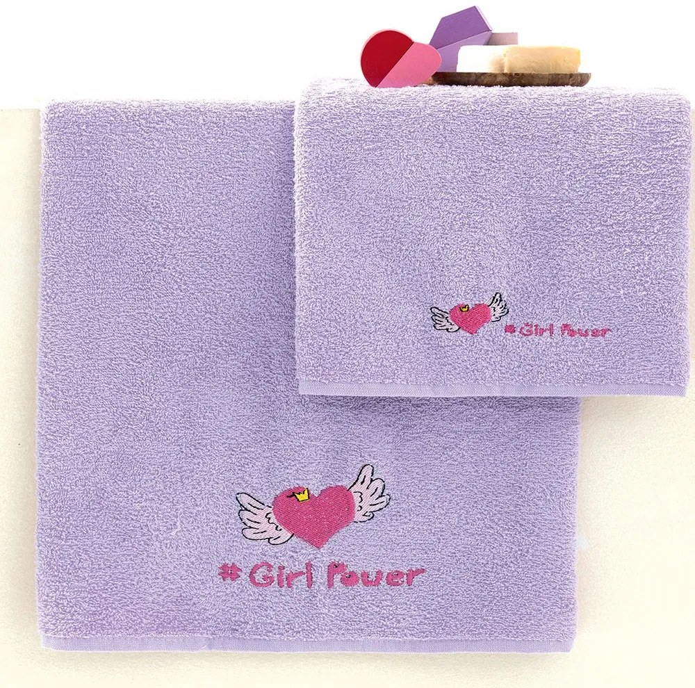 Πετσέτες Παιδικές Girlpo (Σετ 2τμχ) Purple Palamaiki Σετ Πετσέτες 100% Βαμβάκι
