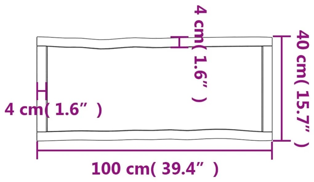 Επιφ Τραπεζιού Αν Καφέ 100x40x(2-6)εκ.Ακατέργ. Μασίφ Ξύλο Δρυός - Καφέ