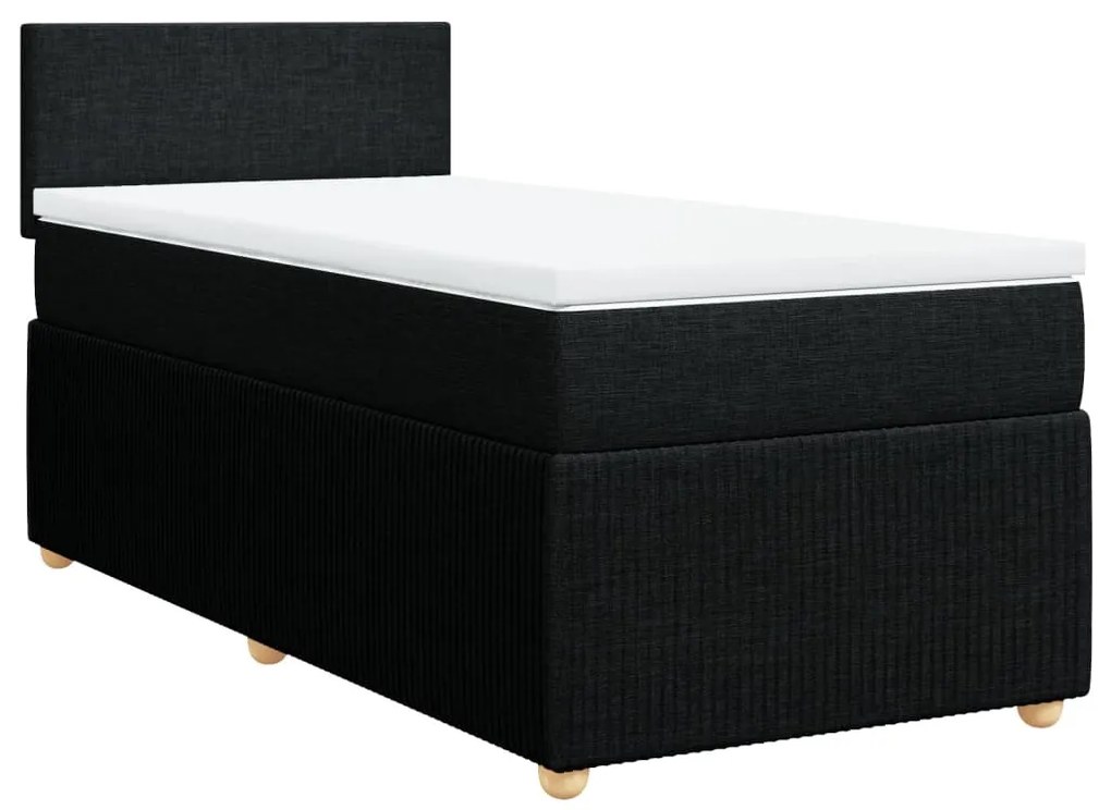 vidaXL Κρεβάτι Boxspring με Στρώμα Μαύρο 80 x 200 εκ. Υφασμάτινο