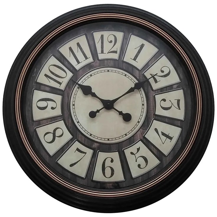 Ρολόι τοίχου Docto Inart σε μαύρη αντικέ απόχρωση Φ55.8x5.2εκ