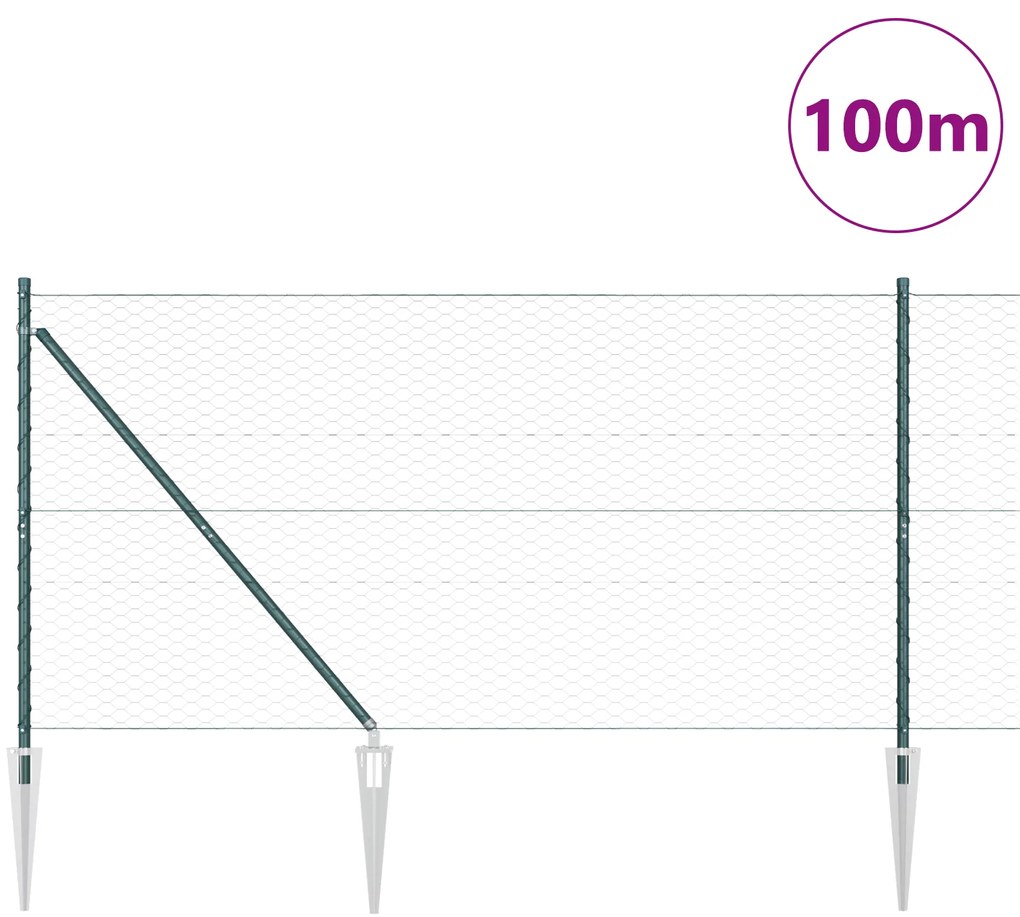 vidaXL Hexagon Fence Πράσινος 1,4x100 m Χάλυβα