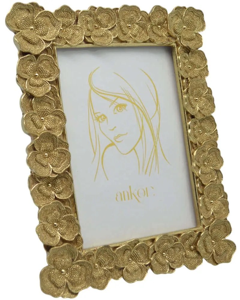Κορνίζα Ανάγλυφα Λουλούδια 22433-4 10x15cm Gold Ankor Πολυέστερ