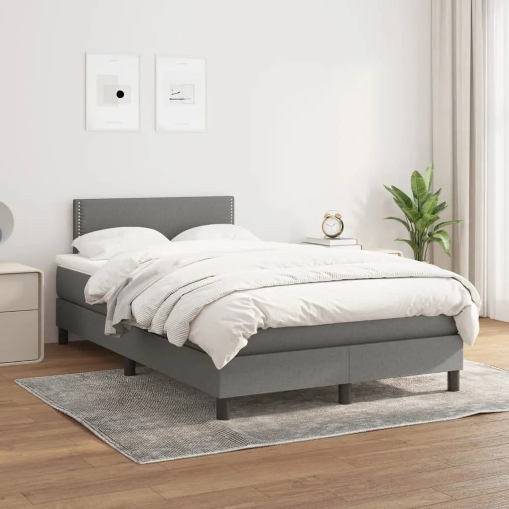 vidaXL Κρεβάτι Boxspring με Στρώμα Σκούρο Γκρι 120x190 εκ Υφασμάτινο