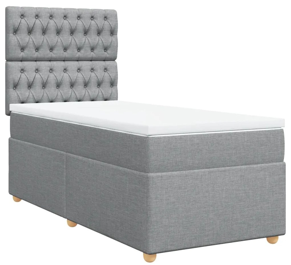 ΚΡΕΒΑΤΙ BOXSPRING ΜΕ ΣΤΡΩΜΑ ΑΝΟΙΧΤΟ ΓΚΡΙ 100X200 ΕΚ. ΥΦΑΣΜΑΤΙΝΟ 3293498