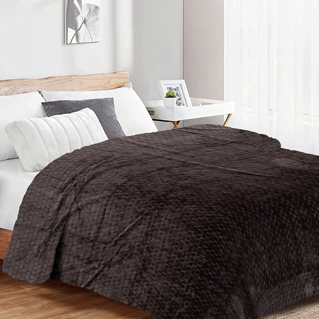 Κουβέρτα Fleece Υπέρδιπλη (220x240) Dimcol Brick 08 Grey-Black