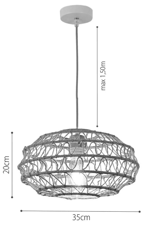 Κρεμαστό Φωτιστικό από σχοινί 1xE27 D:35cm (4041-C) - 4041-C - 4041-C