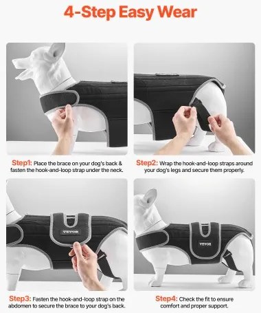 VEVOR Dog Back Brace Adjustable Dog Spine Support Harness for IVDD Pain Relief