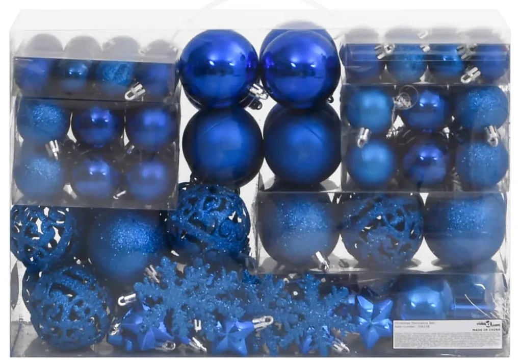 vidaXL Σετ Μπάλες Χριστουγεννιάτικες 111 τεμ. Μπλε από Πολυστυρένιο