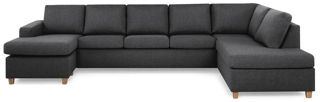 Γωνιακός Καναπές Scandinavian Choice C161, Σκούρο γκρι, Δρυς, 344x199x80cm, Πόδια: Ξύλο | Epipla1.gr