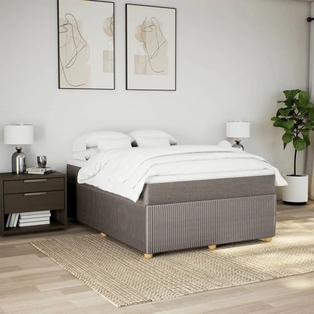 vidaXL Κρεβάτι Boxspring με Στρώμα Taupe 140x190 εκ. Υφασμάτινο