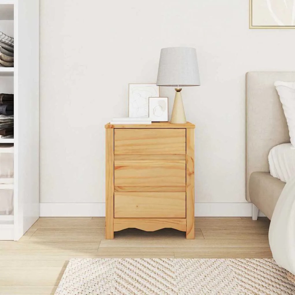vidaXL Κομοδίνο με συρτάρι Δρυς 45 x 35 x 56 εκ. Μασίφ ξύλο πεύκου
