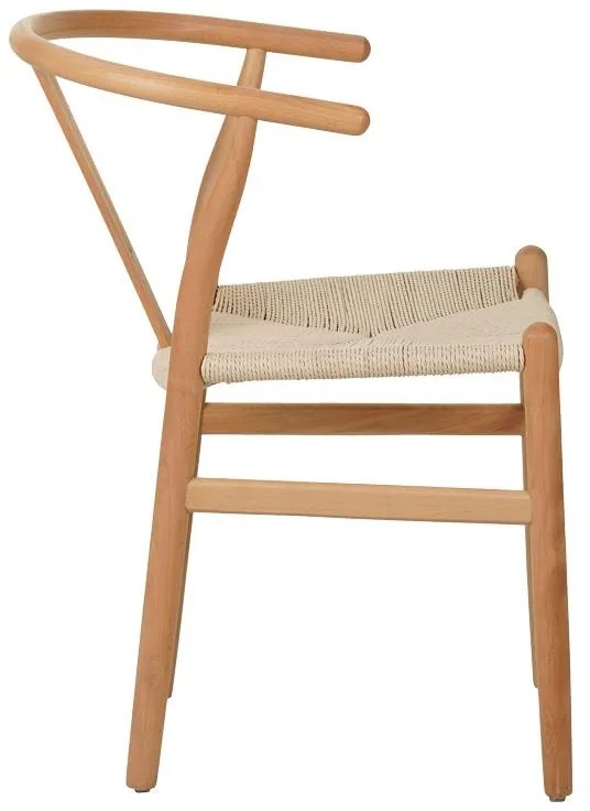 Καρέκλα Wishbone rubberwood-σχοινί σε φυσική απόχρωση 50x51x80εκ 53.5x57x74 εκ.