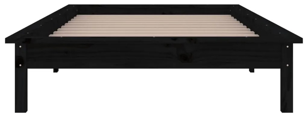 vidaXL Πλαίσιο Κρεβατιού LED Μαύρο 90x190 εκ. Μονό Μασίφ Ξύλο
