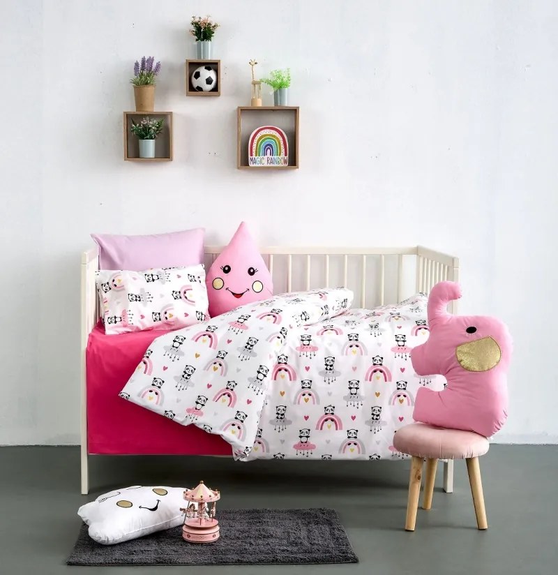 ΣΕΤ ΣΕΝΤΟΝΙΑ 75X110 BEBE ΛΙΚΝΟΥ ΧΩΡΙΣ ΛΑΣΤΙΧΟ - PANDA PINK SB Home