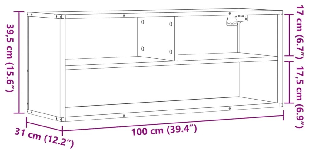 Έπιπλο Τηλεόρασης Καφέ Δρυς 100x31x39,5 εκ. Επεξεργασμένο Ξύλο - Καφέ