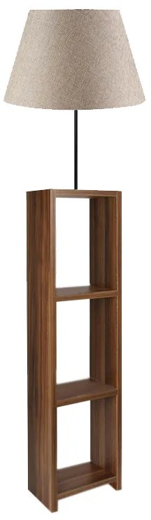 Φωτιστικό δαπέδου Launo Megapap υφασμάτινο Pvc/MDF χρώμα μπεζ/καρυδί 38x38x150εκ.