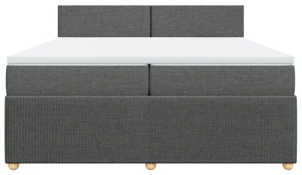 vidaXL Κρεβάτι Boxspring με Στρώμα Σκούρο Γκρι 200x200 εκ. Υφασμάτινο