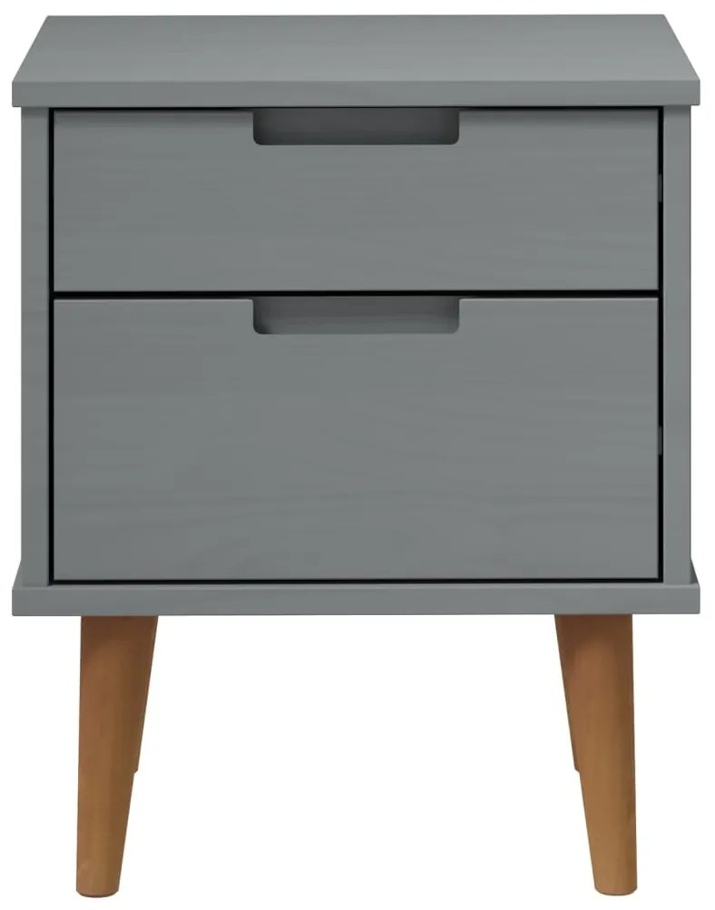 vidaXL Κομοδίνο MOLDE Γκρι 40 x 35 x 48 εκ. από Μασίφ Ξύλο Πεύκου