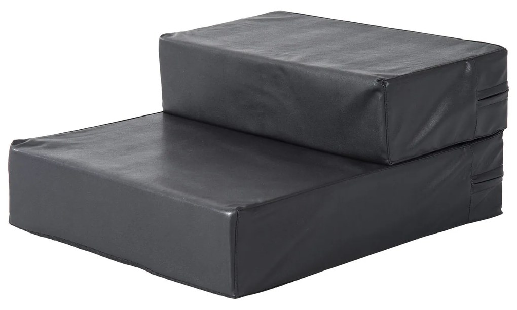 PawHut Σκάλας Κατοικιδίων 2 Σκαλοπάτια Αναδιπλούμενη Σκάλα Σκύλου Σκάλας Υπόστρωμα για Γάτες και Σκύλους Μαύρο Μ45 x Π39 x Υ20 εκ