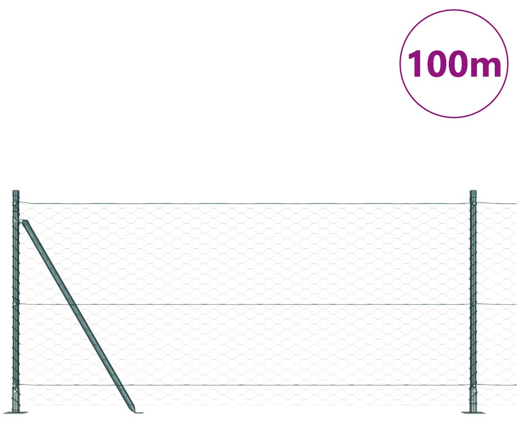 vidaXL Φράχτης Εξαγωνικός  Πράσινος 0.8x100 m Ατσάλι