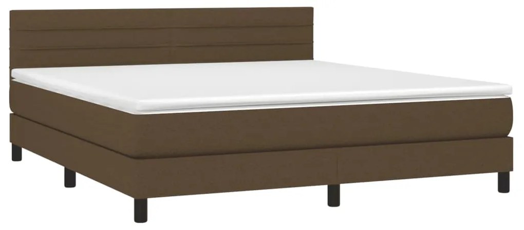 vidaXL Κρεβάτι Boxspring με Στρώμα & LED Σκ.Καφέ 160x200 εκ Υφασμάτινο