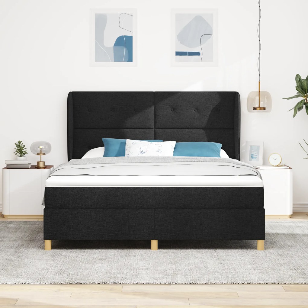 vidaXL Κρεβάτι με Στρώμα Μαύρο 180x200 εκ. Ύφασμα
