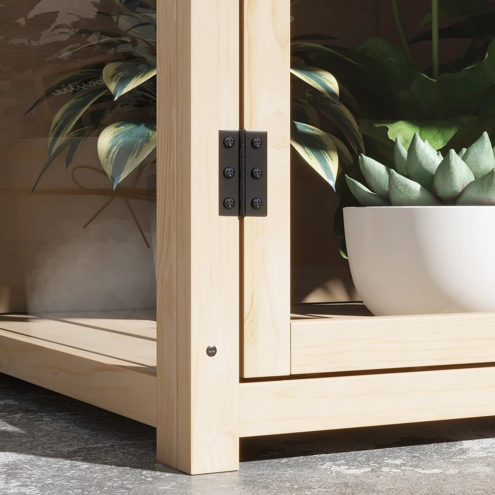 Outsunny Θερμοκήπιο, υπερυψωμένο παρτέρι, ανθεκτικό στις καιρικές συνθήκες, 2 επίπεδα, ξύλο ελάτης, 103 x 61 x 103 cm, Φυσικό