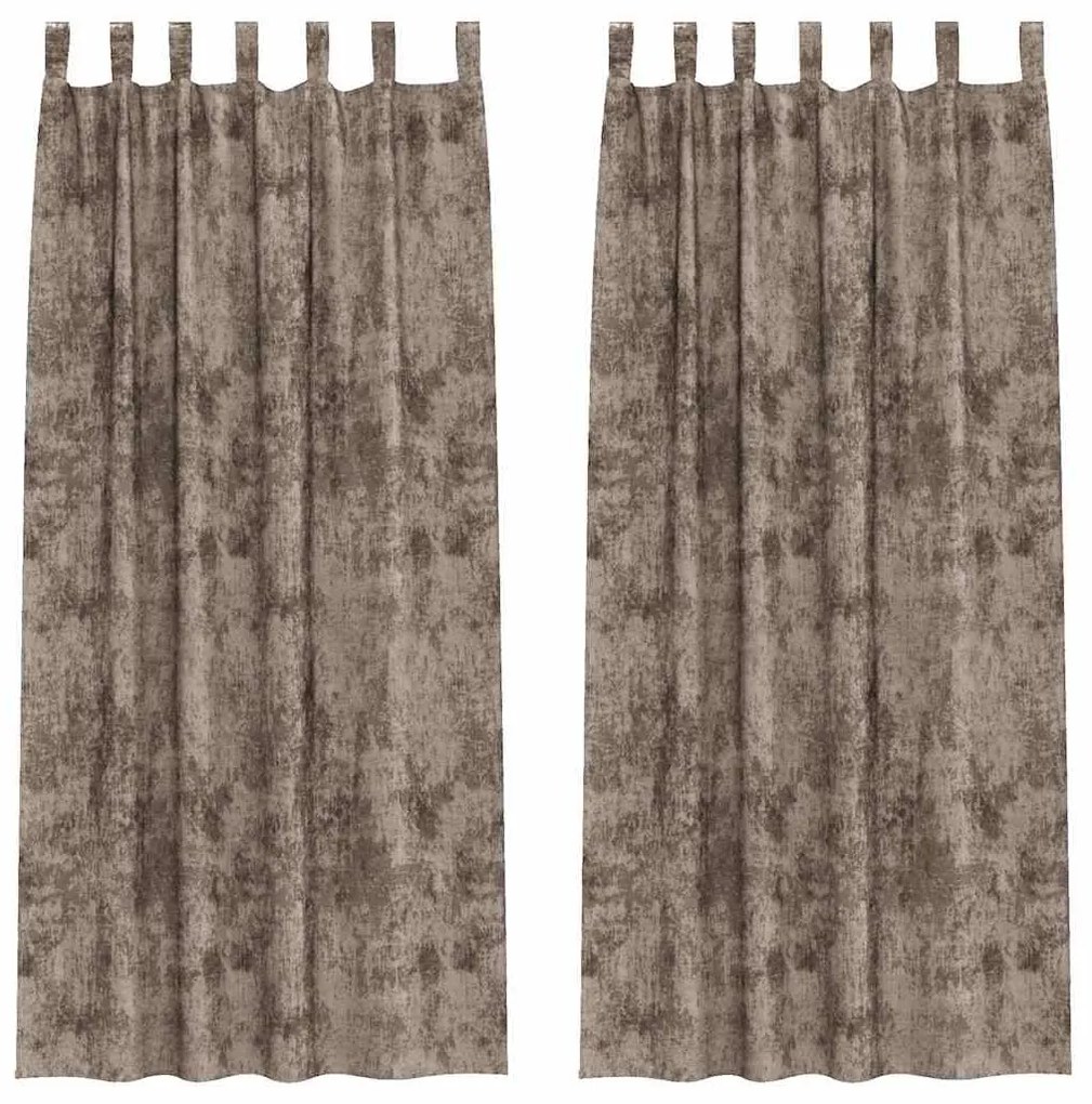 vidaXL Κουρτίνα με κουρτίνες 2 pcs Καπουτσίνο 225 x 140 εκ. Βελούδο