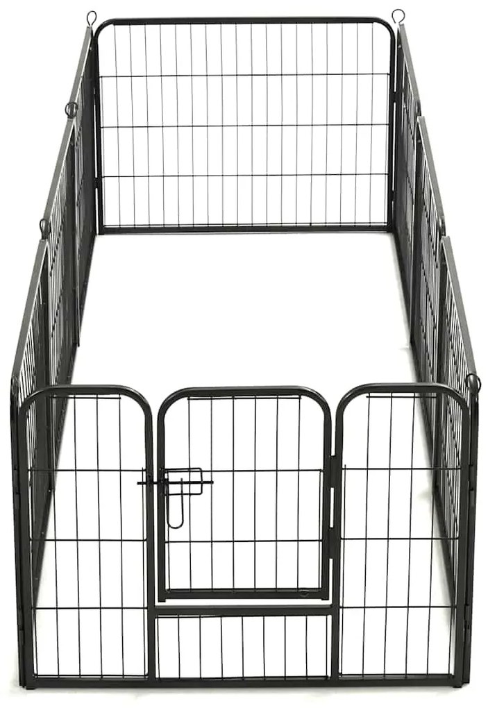 vidaXL Πάρκο Σκύλου με 8 Πάνελ Μαύρο 60 x 80 εκ. Ατσάλινο