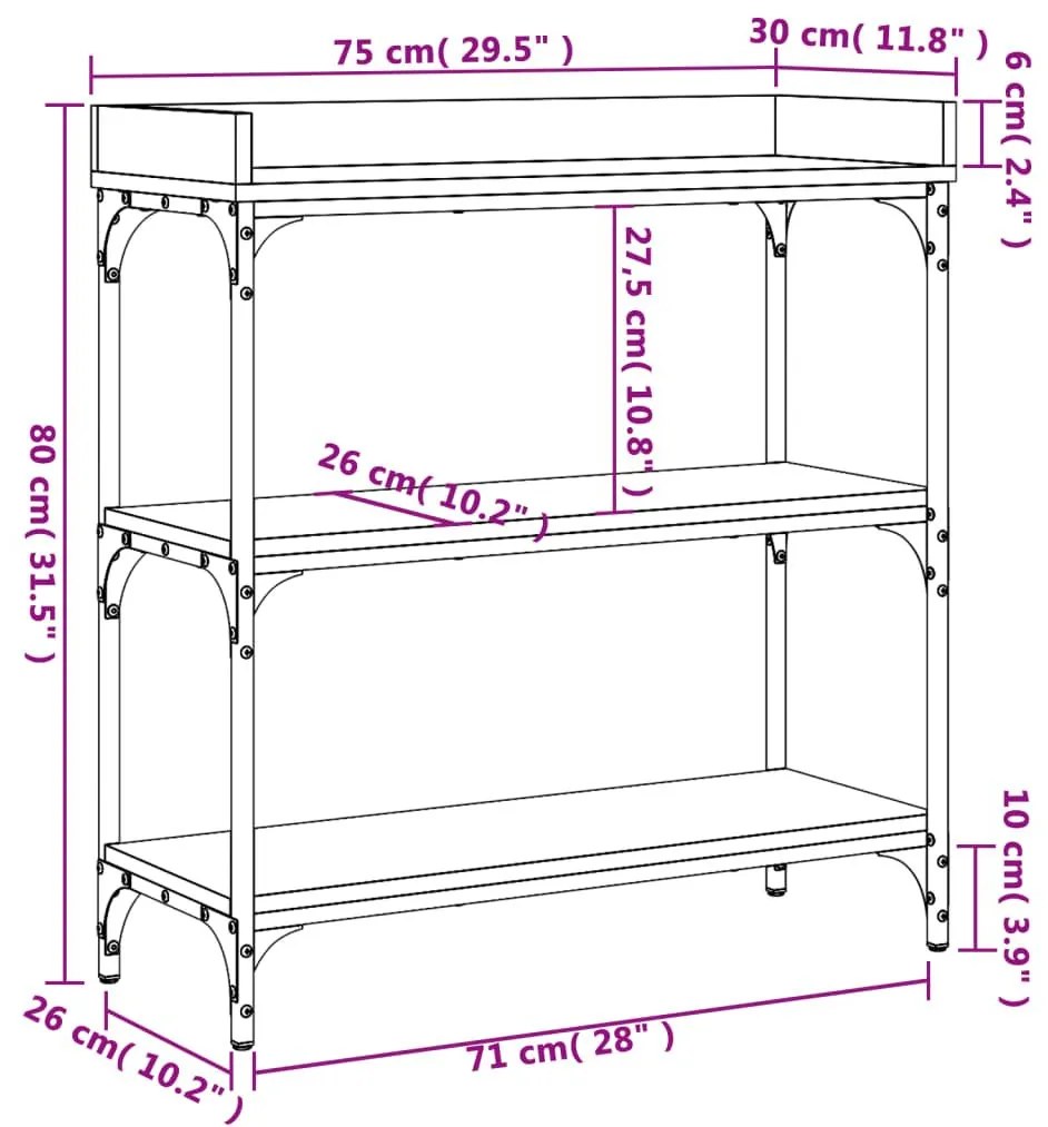 Τραπέζι Κονσόλα με Ράφια Γκρι Sonoma 75 x 30 x 80 εκ. - Γκρι