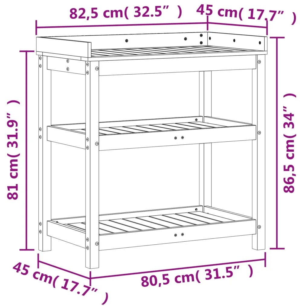 ΤΡΑΠΕΖΙ ΚΗΠΟΥΡΙΚΗΣ ΜΕ ΡΑΦΙΑ ΚΑΦΕ 82,5X45X86,5 ΕΚ. ΜΑΣΙΦ ΠΕΥΚΟ 844638