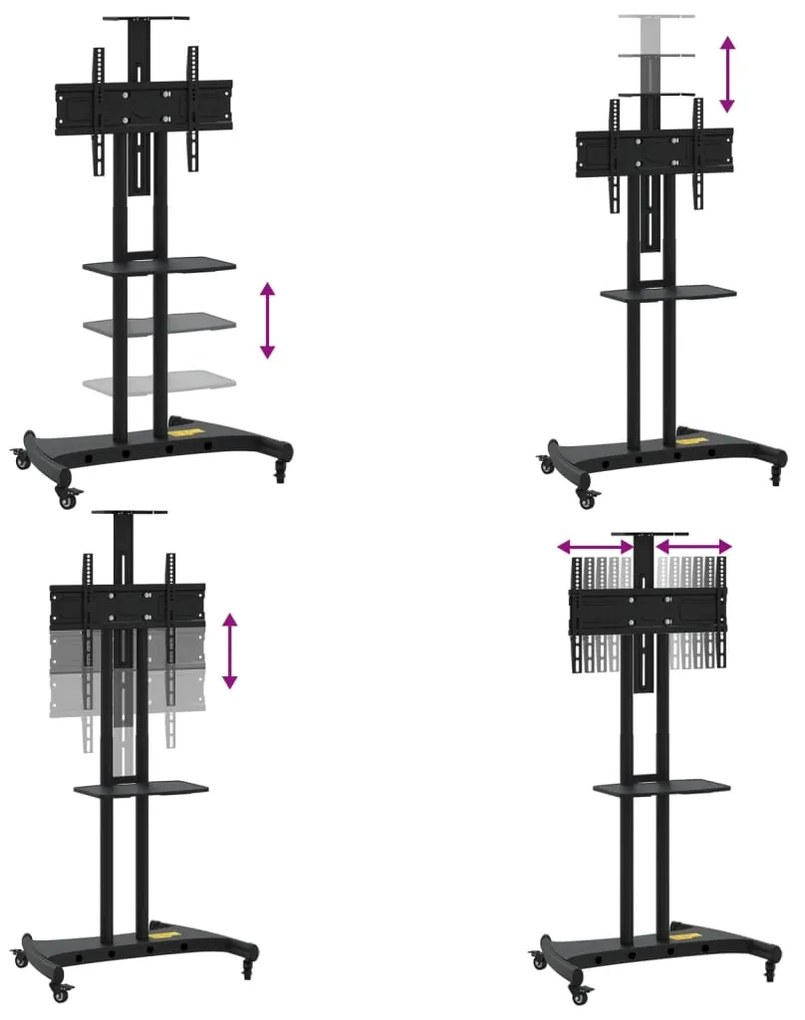 vidaXL Βάση Τηλεόρασης με Τροχούς 32-70Ιν. Max VESA 600x400χιλ. 60κ.