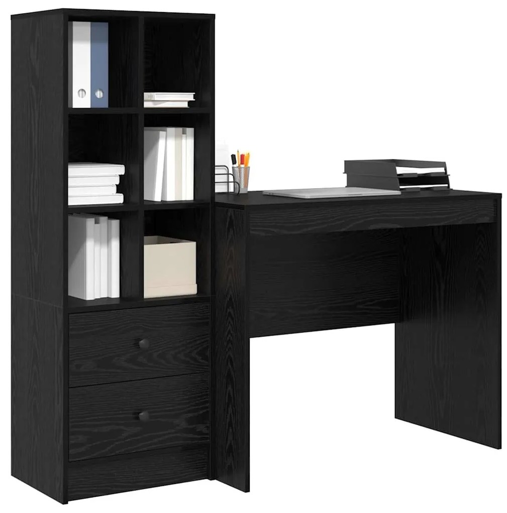 vidaXL Γραφείο με αποθηκευτικό χώρο 2 pcs Μαύρη δρυς 90 x 50 x 76 εκ.