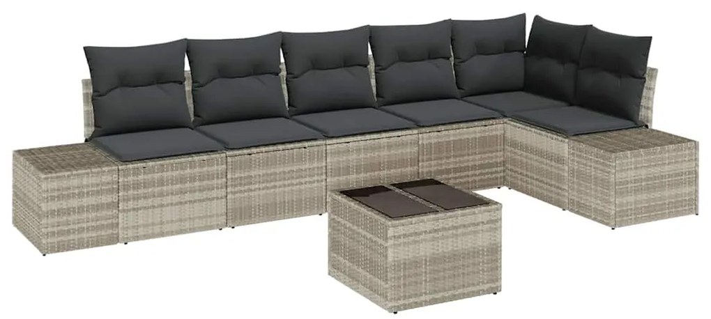 vidaXL Σετ Καναπέ Κήπου 7 pcs Ανοιχτό γκρι Πολυ rattan, βαμμένο ατσάλι