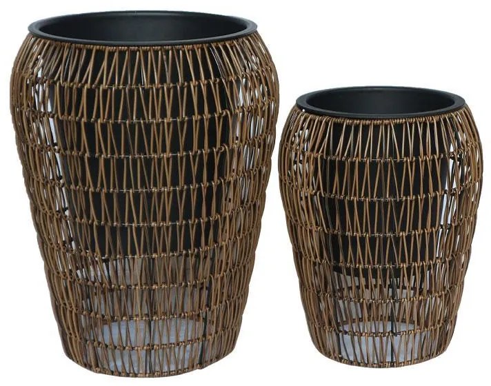 ΣΕΤ ΚΑΣΠΩ 2 ΤΕΜΑΧΙΑ POLY RATTAN  Fylliana FL21897 ΚΑΦΕ ΧΡΩΜΑ 39x50εκ &amp; 30x39εκ