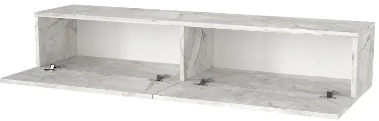 Έπιπλο τηλεόρασης επιτοίχιο Aristo Megapap με LED χρώμα λευκό εφέ μαρμάρου 135x31,6x25εκ.