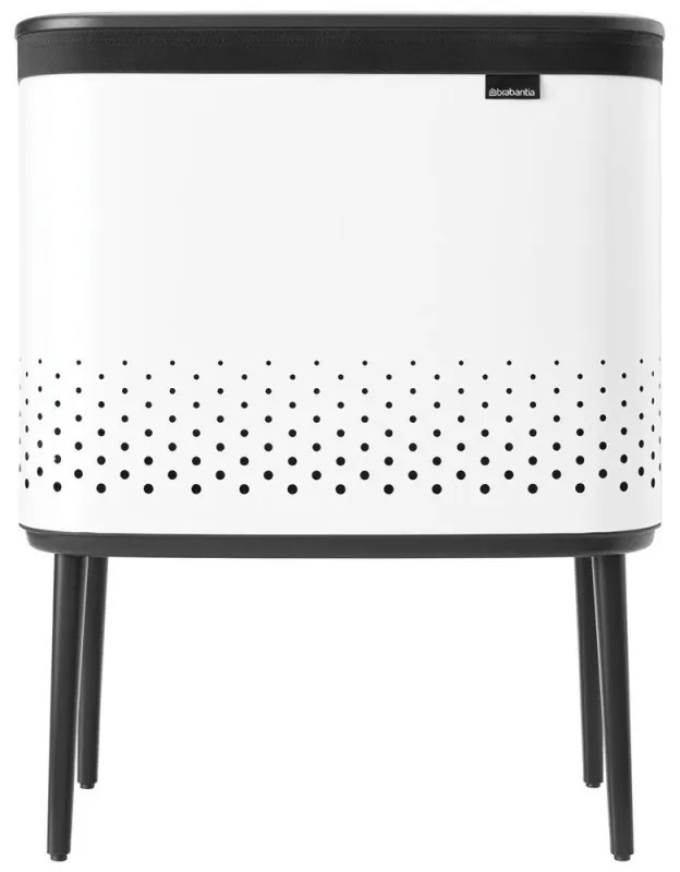 Καλάθι πλυσίματος Brabantia Bo 1004174, 60 l, Πλήρωση χωρίς άνοιγμα, οπές εξαερισμού, ρυθμιζόμενα πόδια, Λευκό