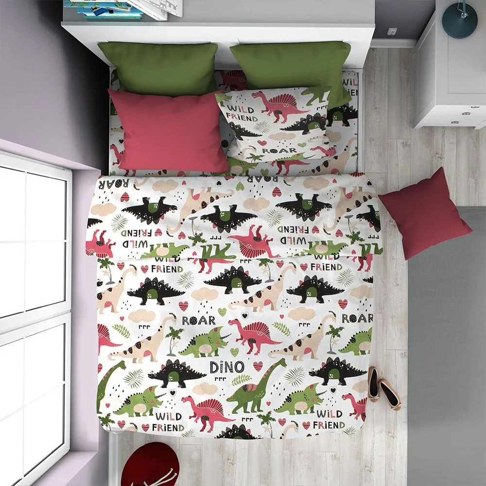 Παπλωματοθήκη Παιδική Dinosaur 518 Multi DimCol Single 160x240cm 100% Βαμβάκι