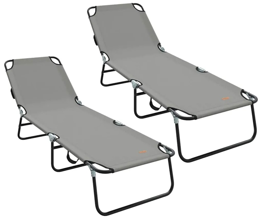vidaXL Πτυσσόμενη ξαπλώστρα 2 pcs Γκρι 56 x 189 x 87 εκ. ύφασμα