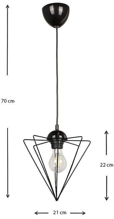 Φωτιστικό οροφής Stormie Megapap E27 μεταλλικό μονόφωτο χρώμα μαύρο 21x21x70εκ.