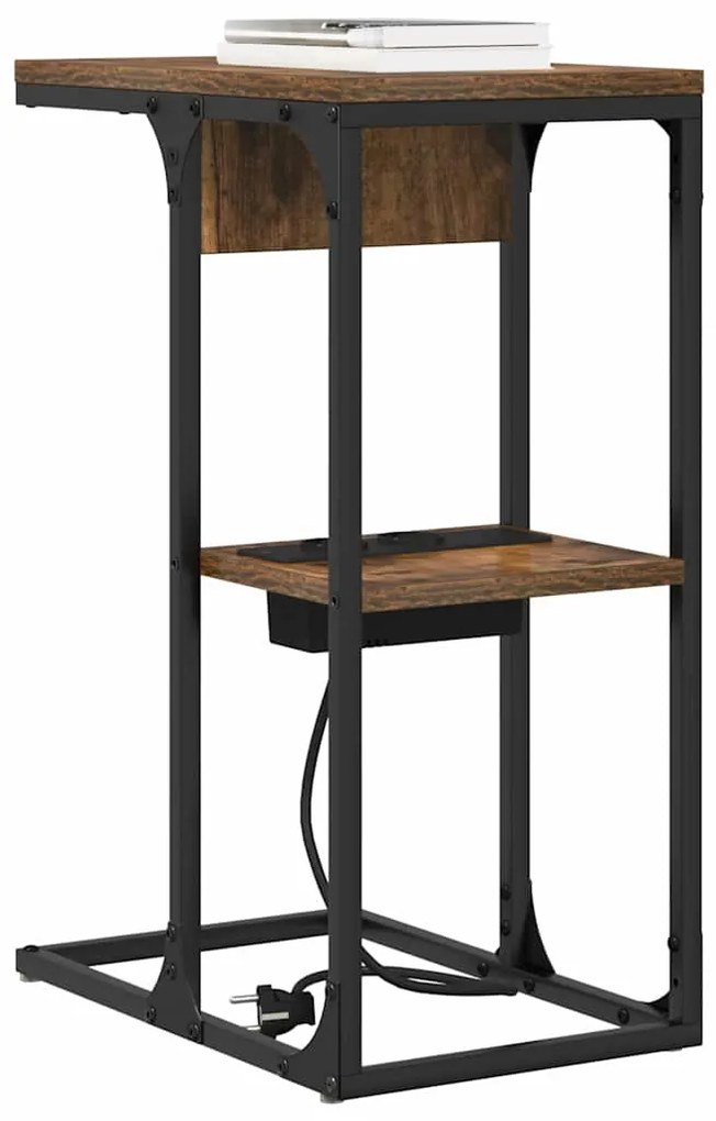 vidaXL Κομοδίνο Καπνιστή δρυς 41.5 x 26 x 60.5 εκ Επεξεργασμένο ξύλο