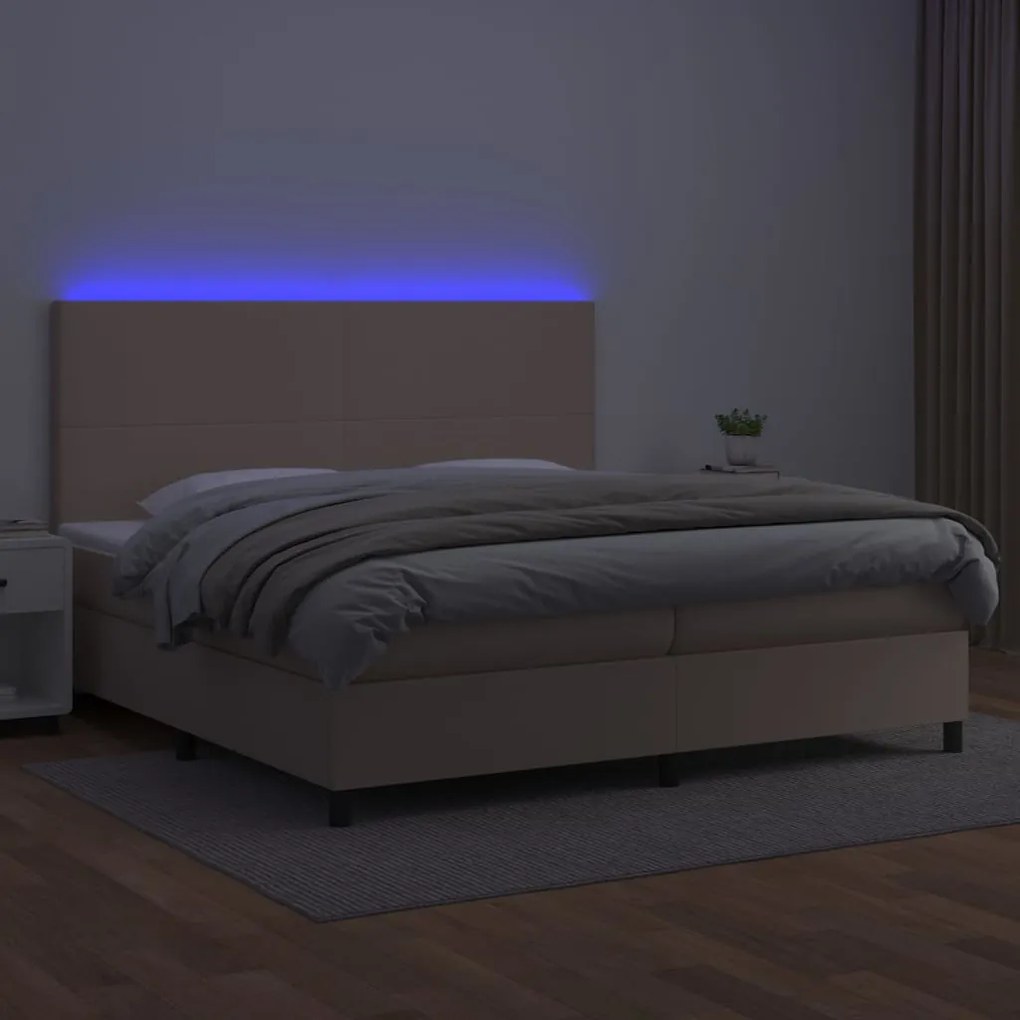 ΚΡΕΒΑΤΙ BOXSPRING ΣΤΡΩΜΑ&amp;LED ΚΑΠΟΥΤΣΙΝΟ 200X200 ΕΚ. ΣΥΝΘ. ΔΕΡΜΑ 3135848