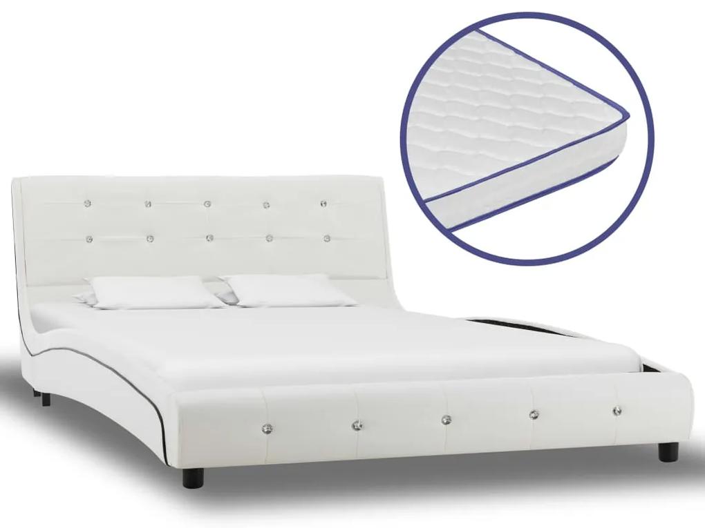 vidaXL Κρεβάτι Λευκό 120x200 εκ. από Δερματίνη με Στρώμα Αφρού Μνήμης