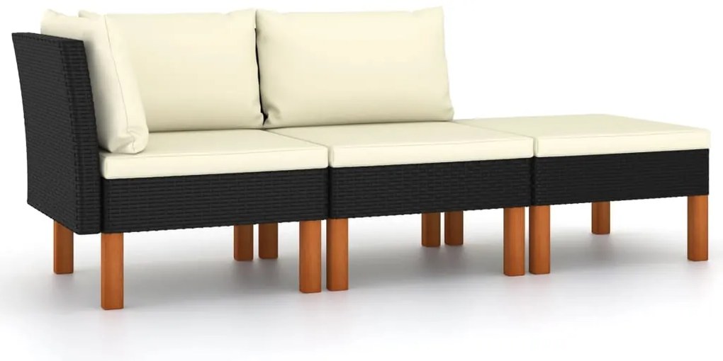 vidaXL Σαλόνι Κήπου 3 τεμ. από Συνθετικό Ρατάν / Μασίφ Ξύλο Ευκαλύπτου