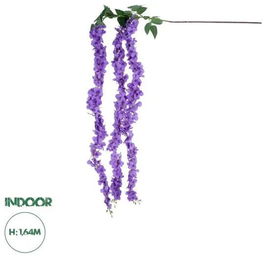 Artificial Garden PURPLE WISTERIA FLOWER BRANCH 21517 Τεχνητό Διακοσμητικό κλαδί Βιστέρια Μωβ Φ45 x Υ164cm Globostar 21517 Μωβ