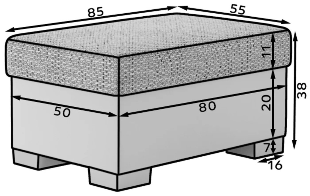 Σκαμπό σαλονιού Elyria 157, Γκρι, 38x55x85cm, 19 kg, Οικολογικό δέρμα + Ταπισερί, Κουτί αποθήκευσης | Epipla1.gr
