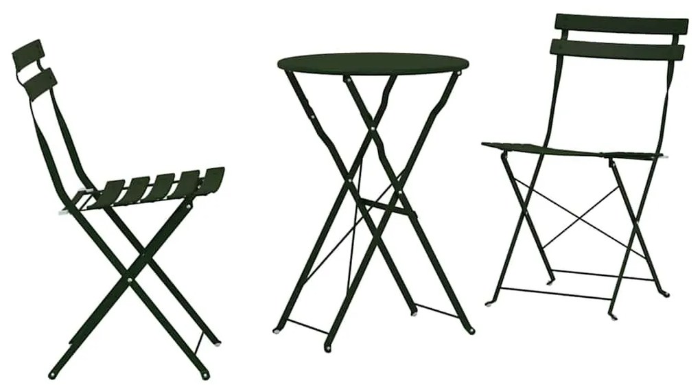 vidaXL Φορητό Σετ Μπιζερί 3 pcs Δάσος Ατσάλι