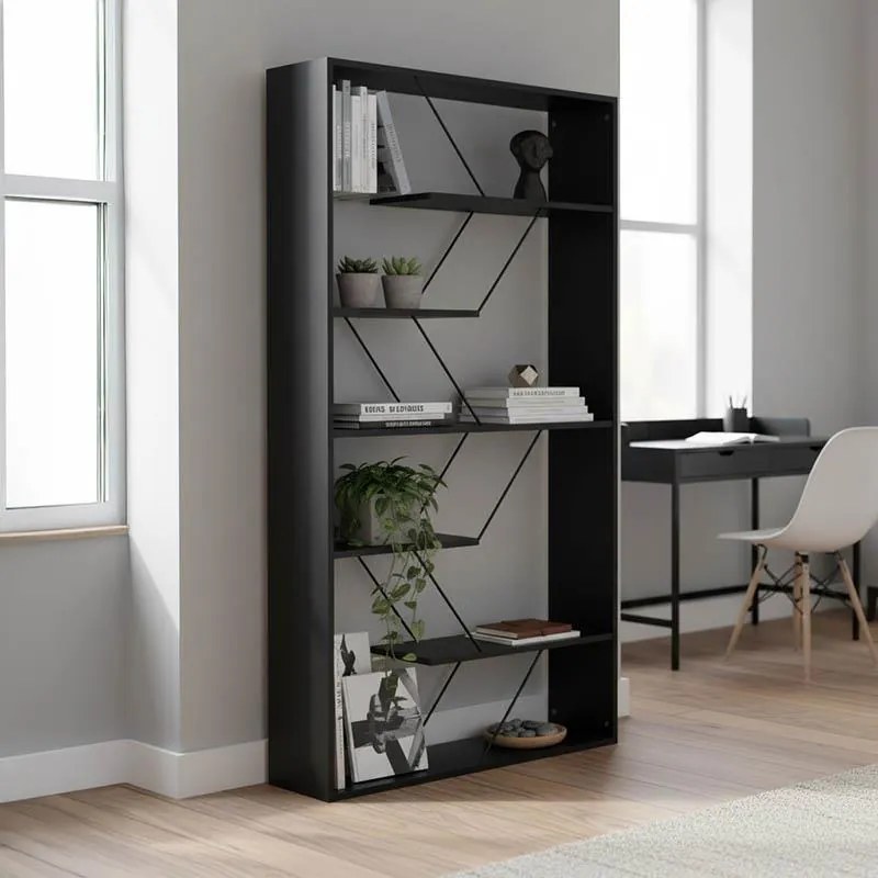 Βιβλιοθήκη Tars ανθρακί-μαύρο 84x24x157εκ 84x24x157 εκ.