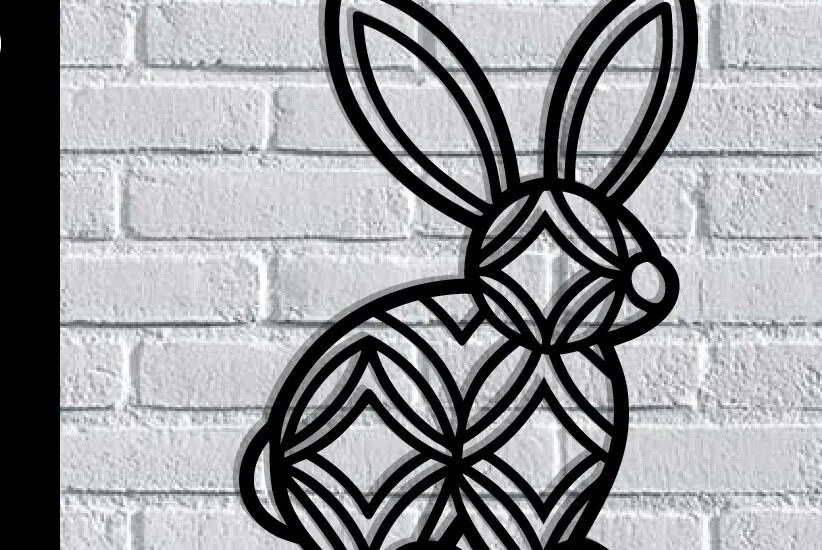 Intra απο ξύλο plywood 3mm-4mm πάχος - Easter Bunny Μεταλλική Τέχνη τοίχου με λέιζερ Δίασταση 40x50 cm INTRAFABR-116856005